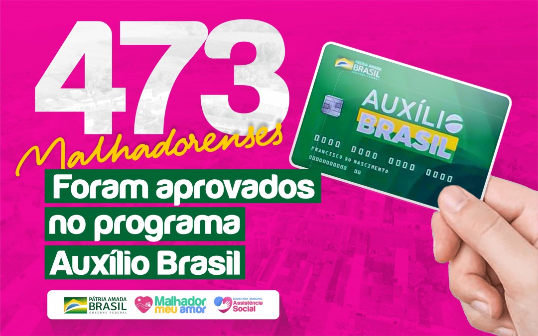 Confira a lista: Auxílio Brasil teve 473 contemplados em Malhador